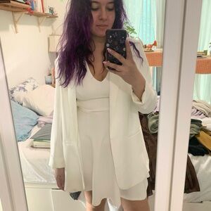 White V-Neck mini Dress